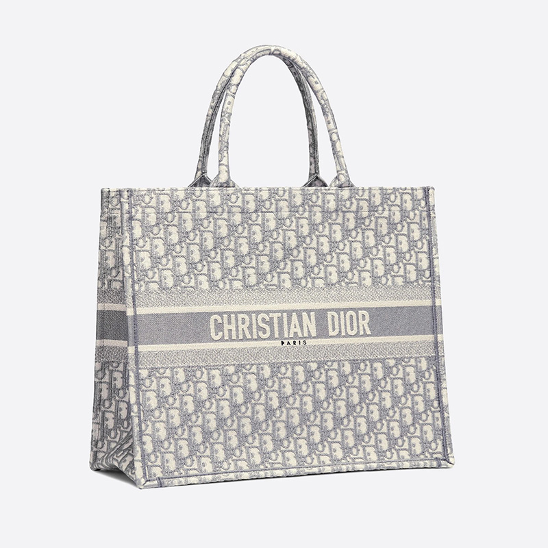 Dior Book Tote Oblique Motif Canvas Grey