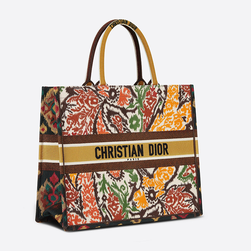 Dior Book Tote Paisley Motif Canvas Yellow