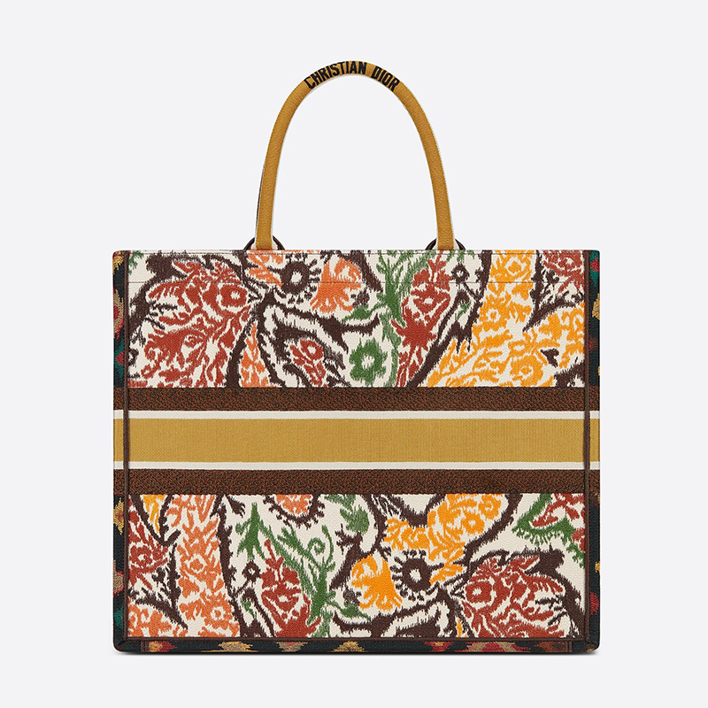 Dior Book Tote Paisley Motif Canvas Yellow