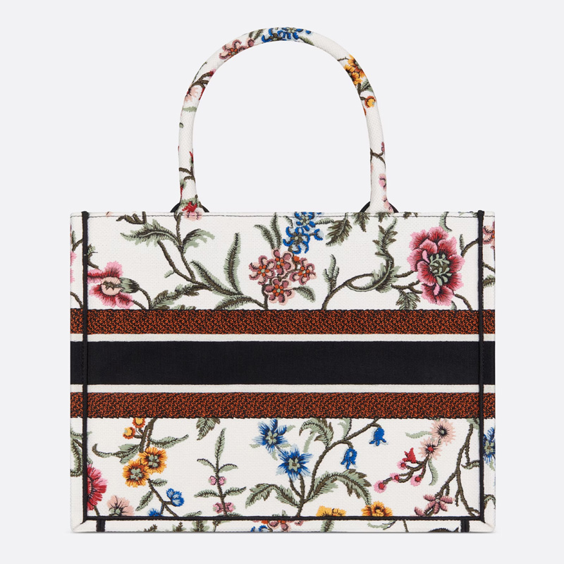 Dior Book Tote Petites Fleurs Motif Canvas White