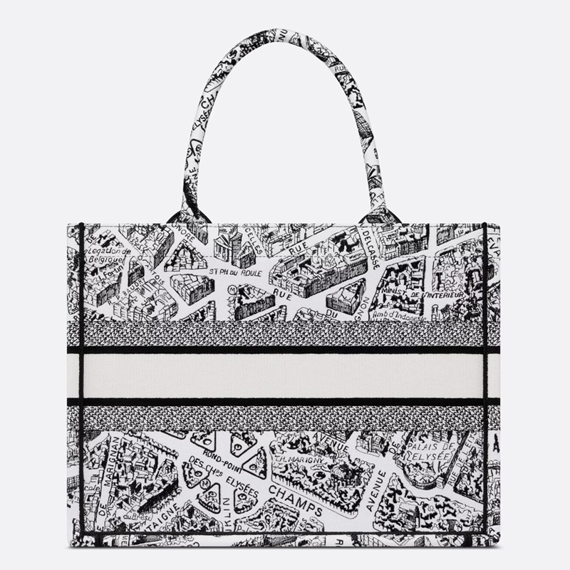 Dior Book Tote Plan de Paris Motif Canvas White