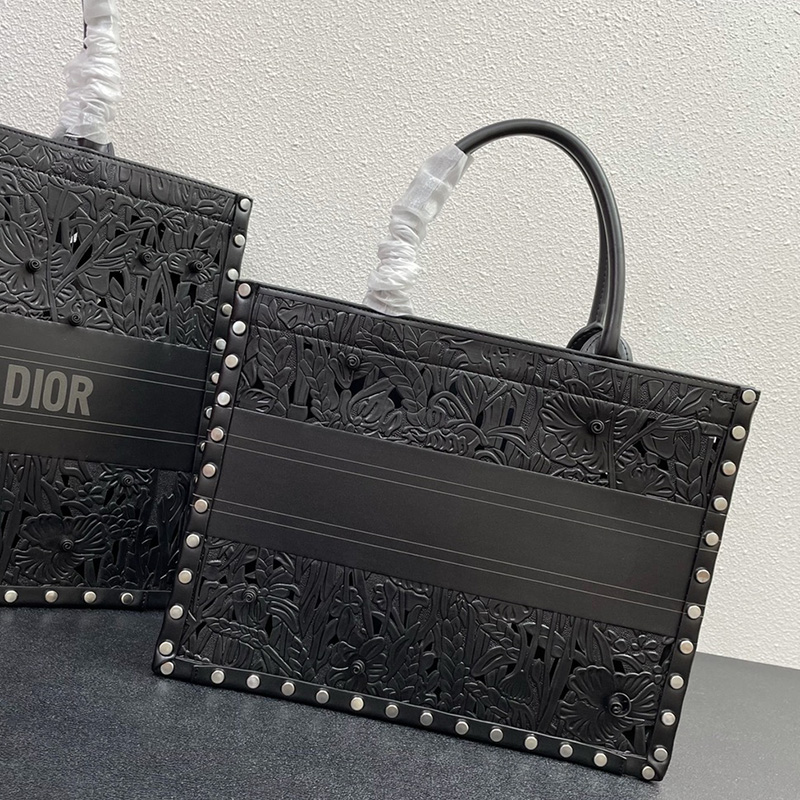 Dior Book Tote Rosette Calfskin Black