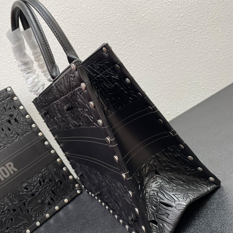 Dior Book Tote Rosette Calfskin Black