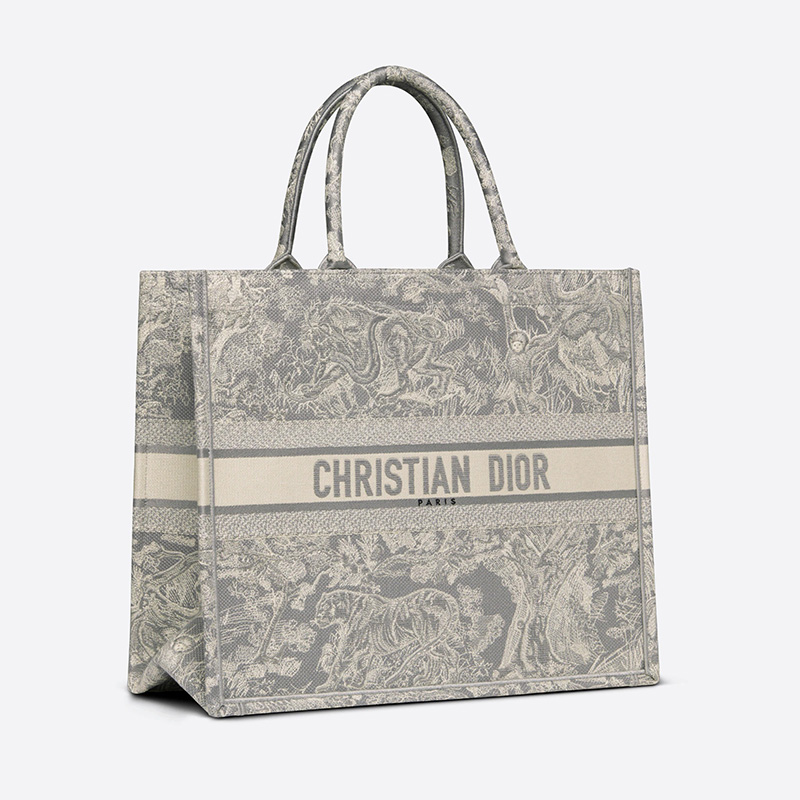 Dior Book Tote Toile De Jouy Motif Canvas Grey