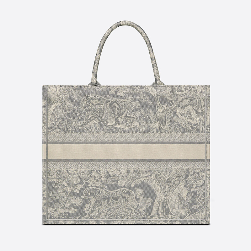 Dior Book Tote Toile De Jouy Motif Canvas Grey