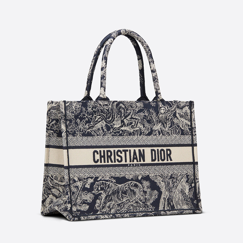 Dior Book Tote Toile De Jouy Motif Canvas Navy Blue