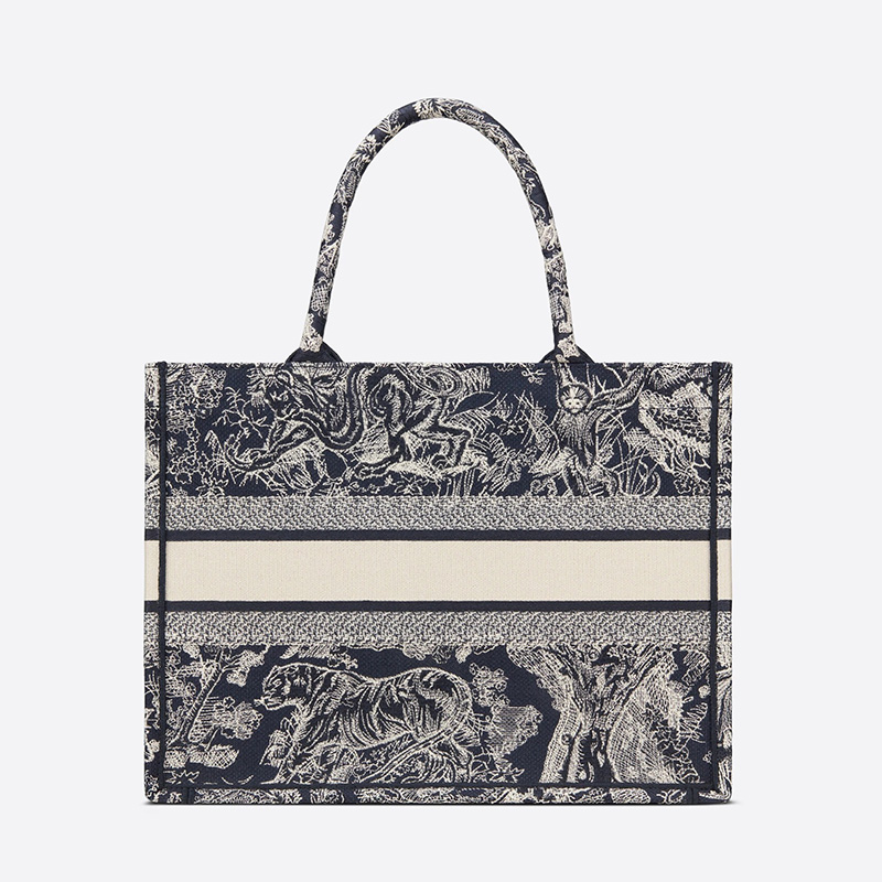 Dior Book Tote Toile De Jouy Motif Canvas Navy Blue