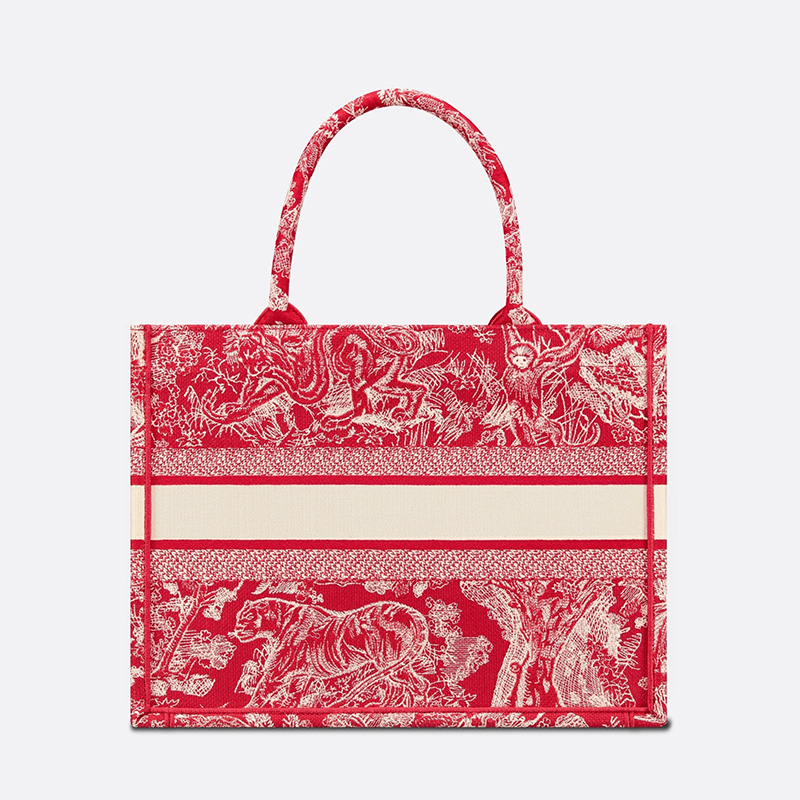 Dior Book Tote Toile De Jouy Motif Canvas Red