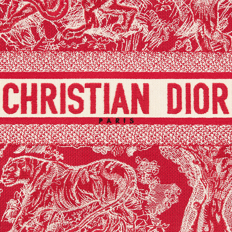 Dior Book Tote Toile De Jouy Motif Canvas Red