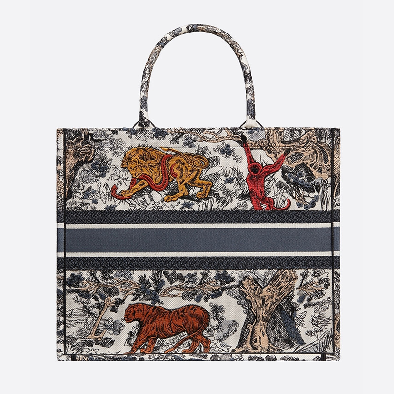 Dior Book Tote Toile De Jouy Motif Canvas Tiger