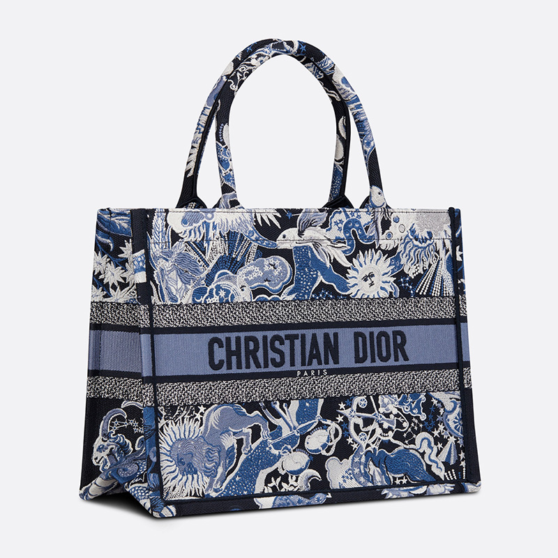 Dior Book Tote Zodiac Fantastico Motif Canvas Blue