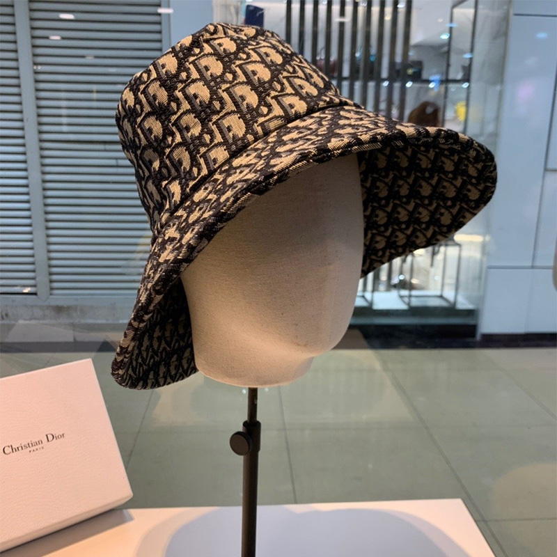 Dior Bucket Hat Oblique Cotton Navy Blue