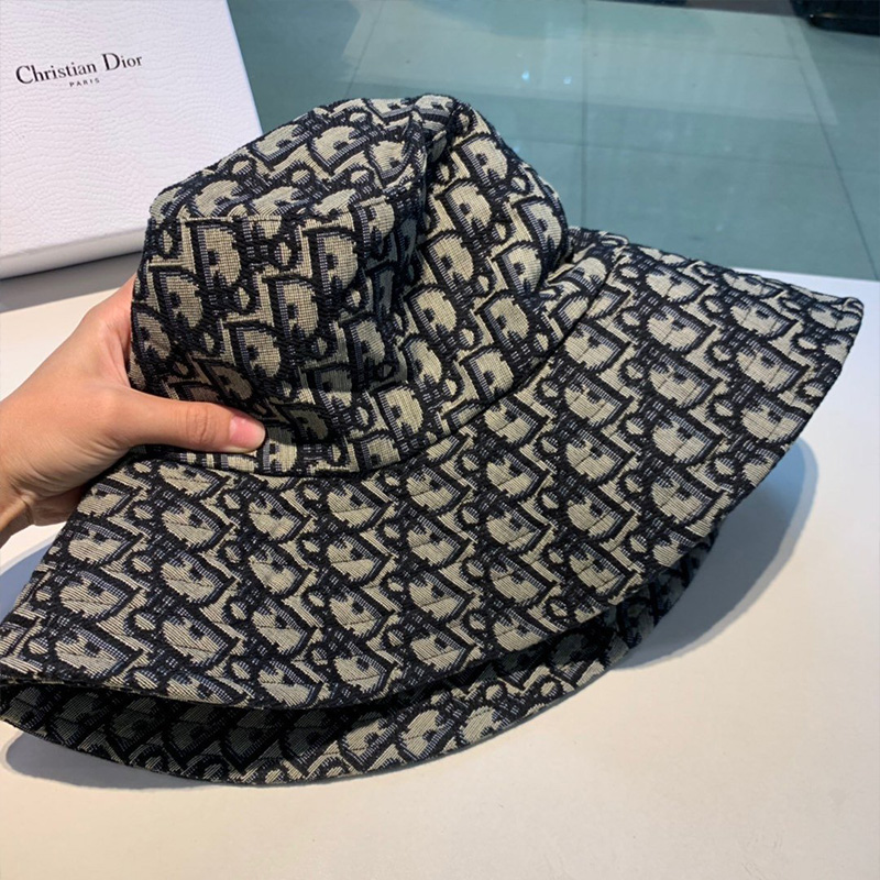 Dior Bucket Hat Oblique Cotton Navy Blue