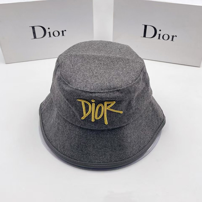Dior Bucket Hat Shawn Logo Cotton Grey