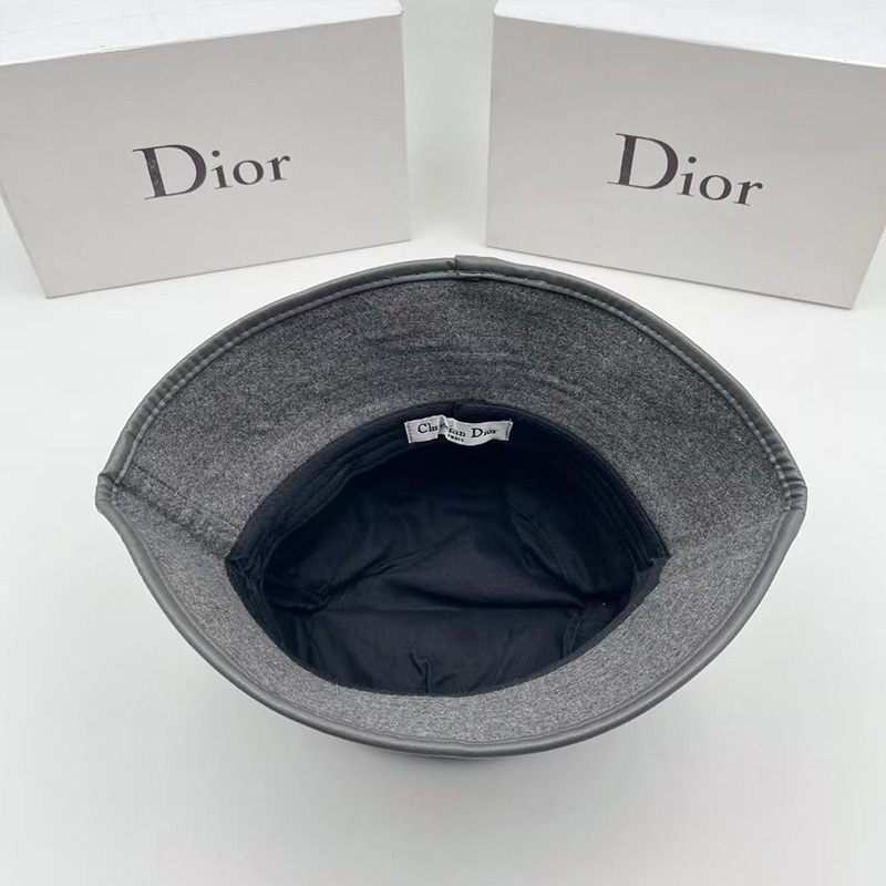 Dior Bucket Hat Shawn Logo Cotton Grey