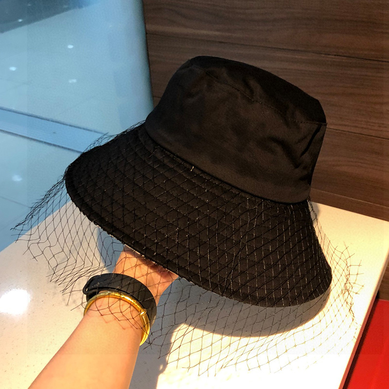 Dior Bucket Hat Teddy Oblique Cotton With Veil Black