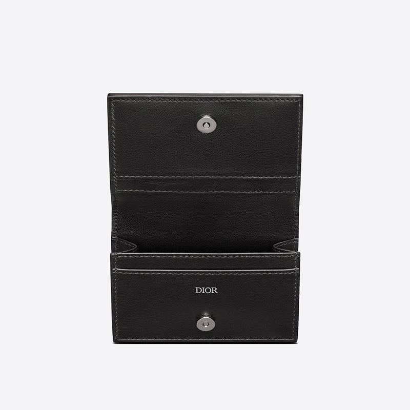 Dior Business Card Holder CD Diamond Motif Canvas Black