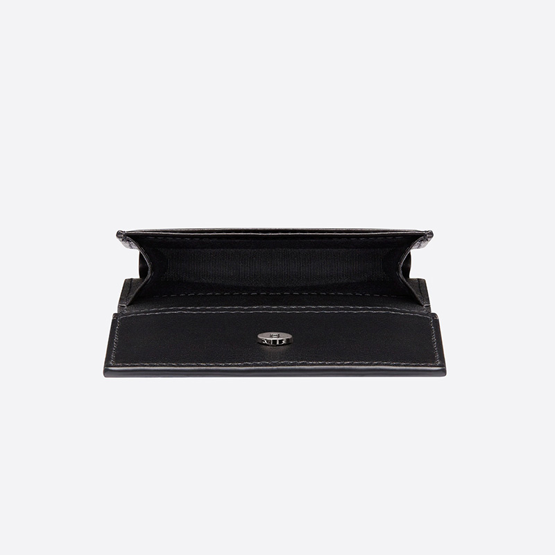 Dior Business Card Holder CD Diamond Motif Canvas Black