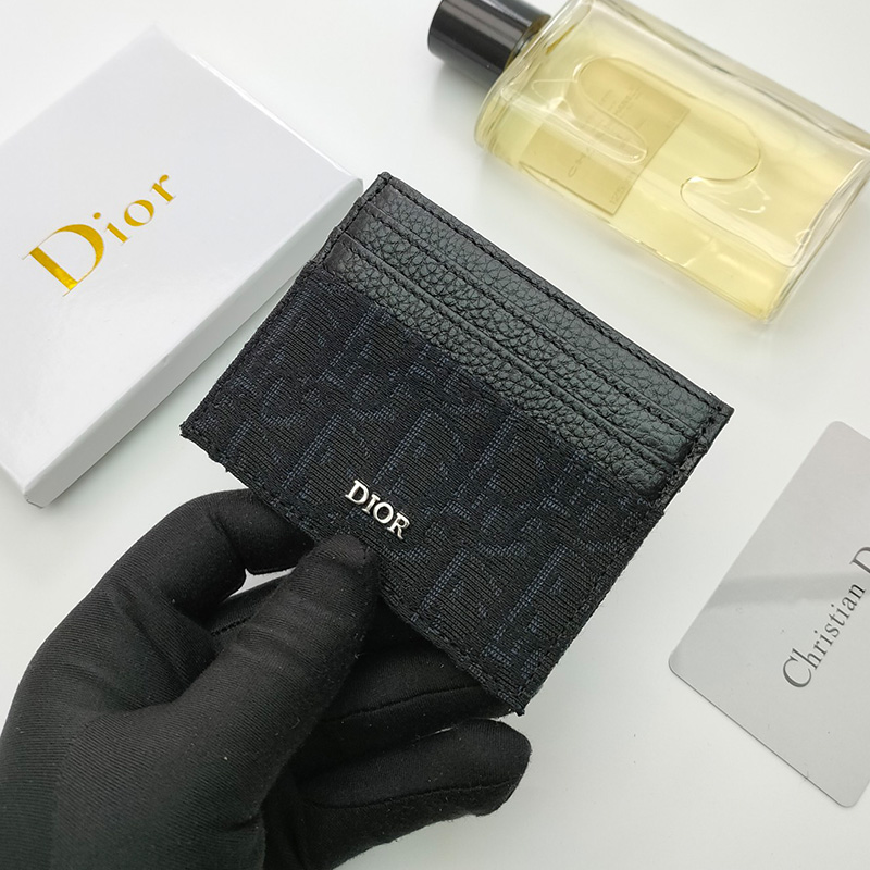 Dior Card Holder Oblique Motif Canvas Black