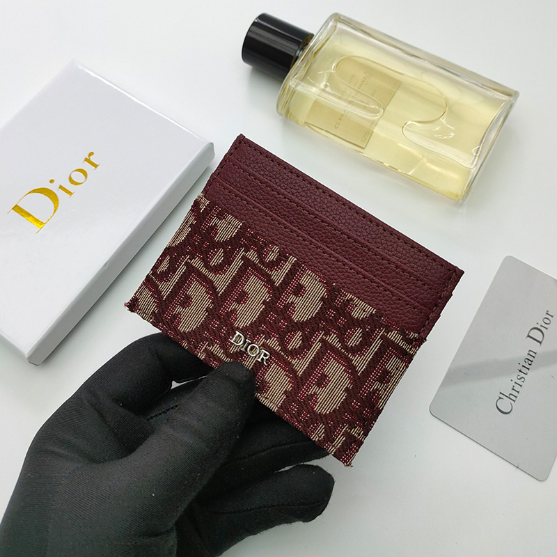 Dior Card Holder Oblique Motif Canvas Burgundy
