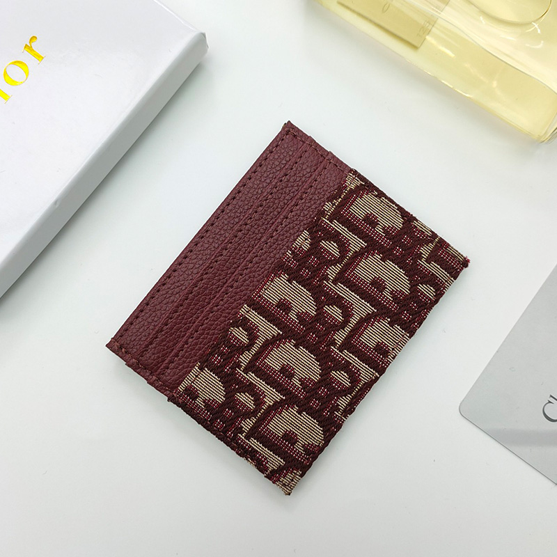 Dior Card Holder Oblique Motif Canvas Burgundy