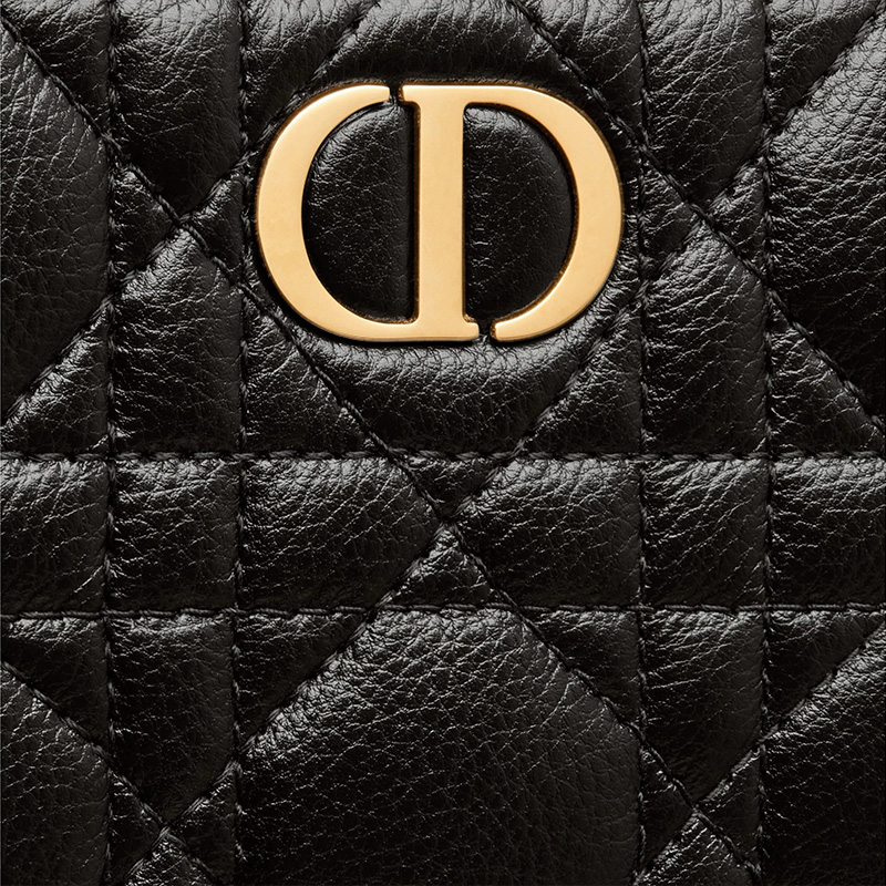 Dior Caro Double Pouch Cannage Calfskin Black
