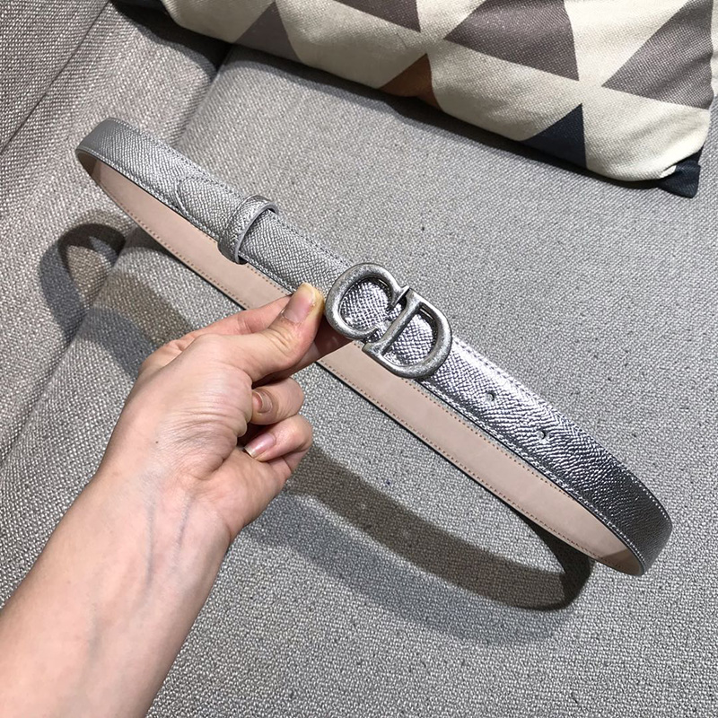 Dior CD Belt Calfskin Silver