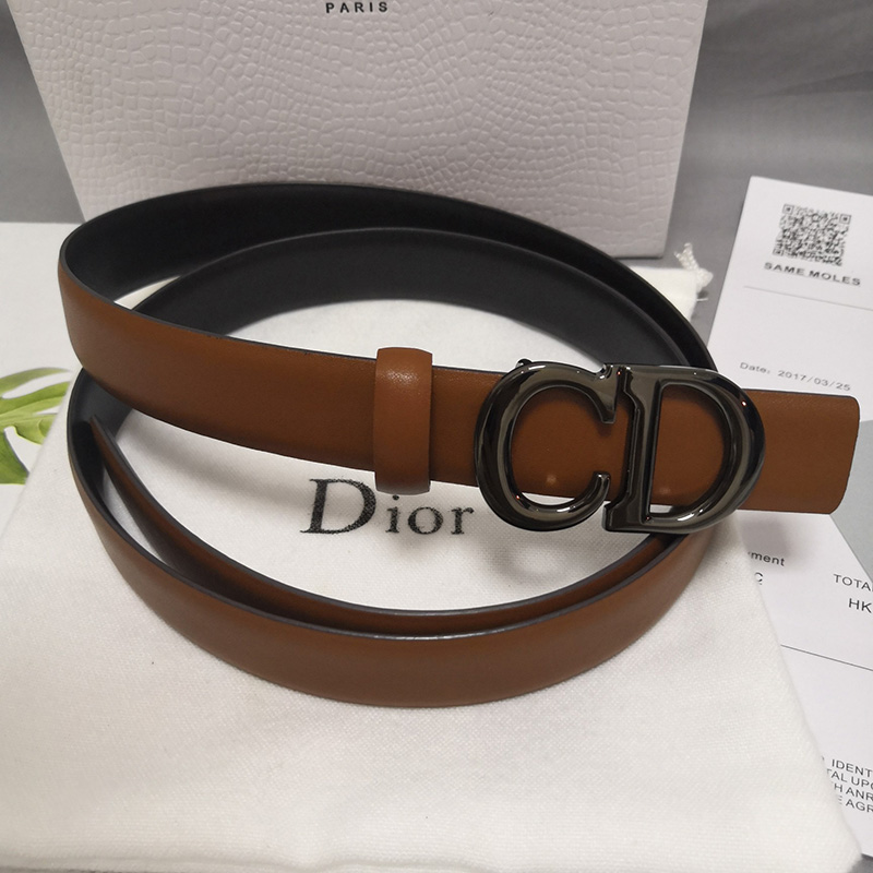 Dior CD Belt Patent Calfskin Brown