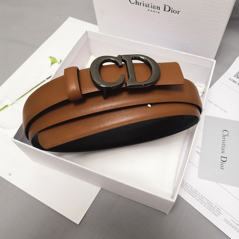 Dior CD Belt Patent Calfskin Brown