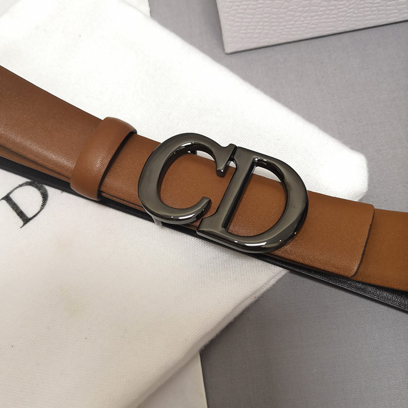 Dior CD Belt Patent Calfskin Brown