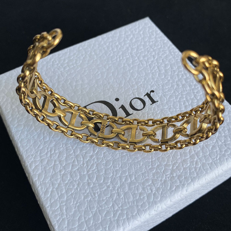 Dior CD Navy Cuff Bracelet Gold-Finish Metal Gold