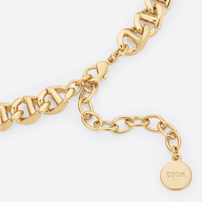 Dior CD Navy Necklace Metal Gold