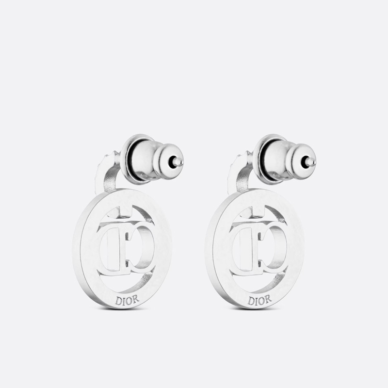 Dior Clair D Lune Earrings Metal and Crystals Silver