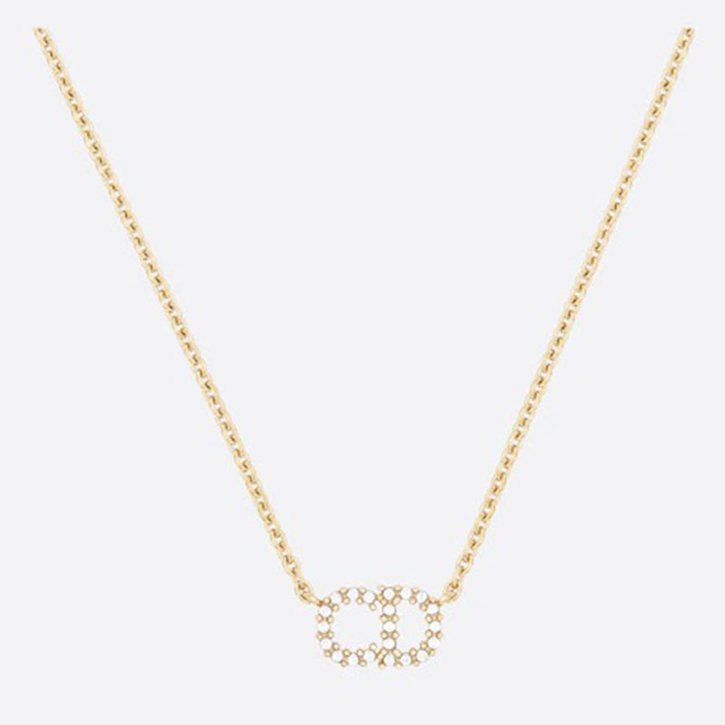 Dior Clair D Lune Necklace Metal White Crystals Gold