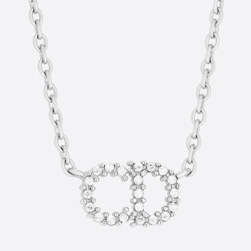 Dior Clair D Lune Necklace Metal White Crystals Silver