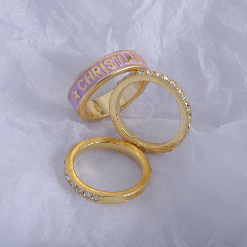 Dior Code Ring Set Metal/ Crystals and Lacquer Gold/Purple