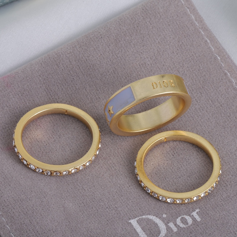Dior Code Ring Set Metal/ Crystals and Lacquer Gold/White