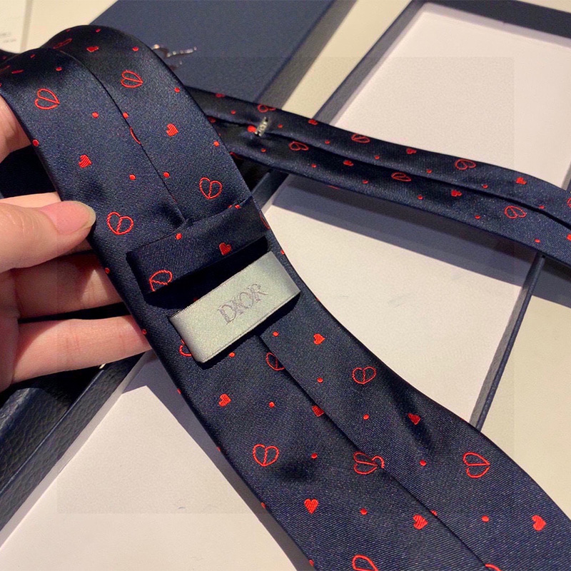 Dior Tie Coeur Hearts Silk Blue