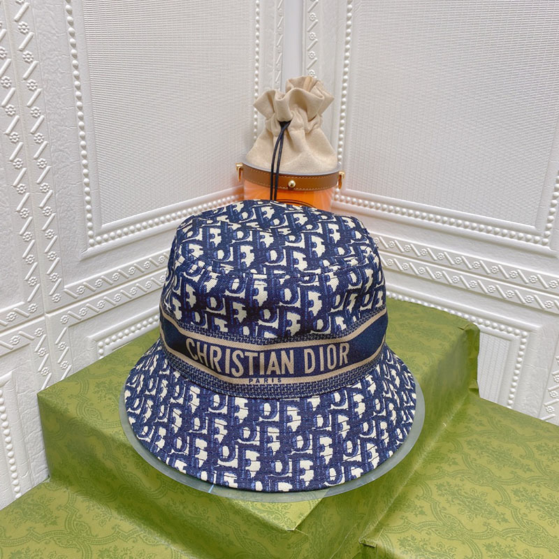 Dior D-Oblique Small Brim Bucket Hat Canvas Navy Blue