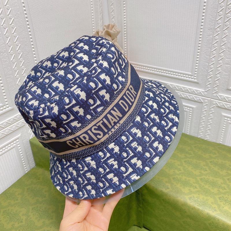 Dior D-Oblique Small Brim Bucket Hat Canvas Navy Blue