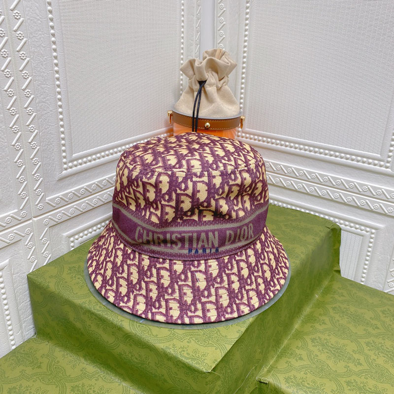 Dior D-Oblique Small Brim Bucket Hat Canvas Purple
