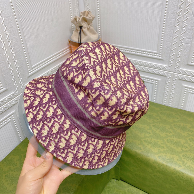 Dior D-Oblique Small Brim Bucket Hat Canvas Purple