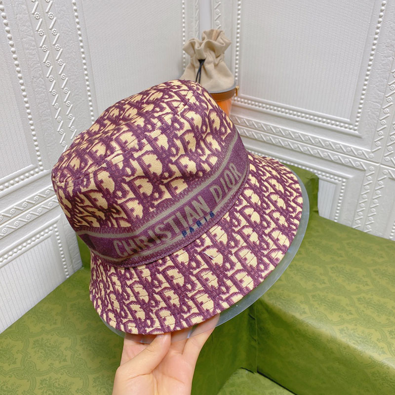 Dior D-Oblique Small Brim Bucket Hat Canvas Purple