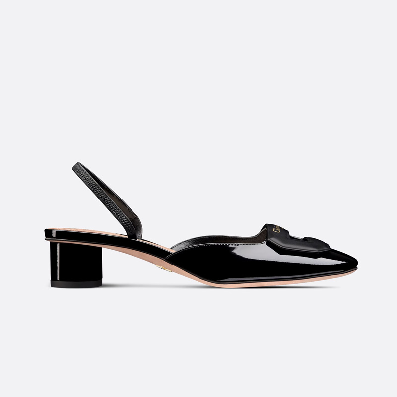 Dior Day Slingback Pumps Women Patent Calfskin Black