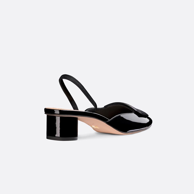 Dior Day Slingback Pumps Women Patent Calfskin Black