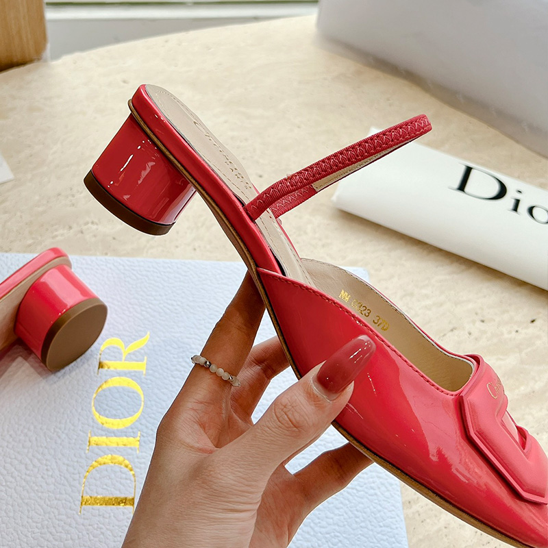 Dior Day Slingback Pumps Women Patent Calfskin Red