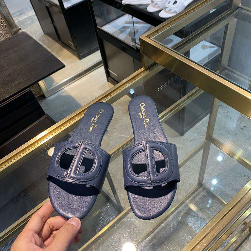 Dior D-Club Slides Women Calfskin Blue