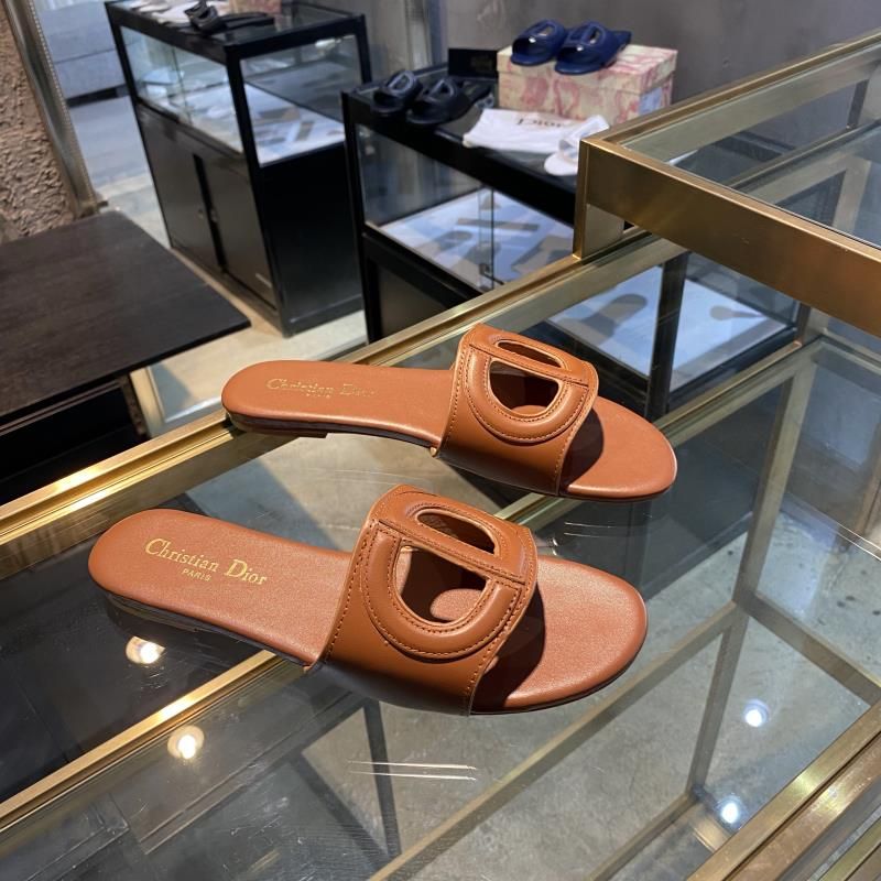 Dior D-Club Slides Women Calfskin Brown