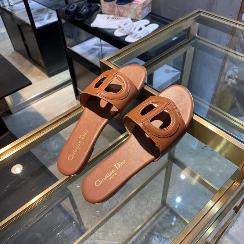 Dior D-Club Slides Women Calfskin Brown