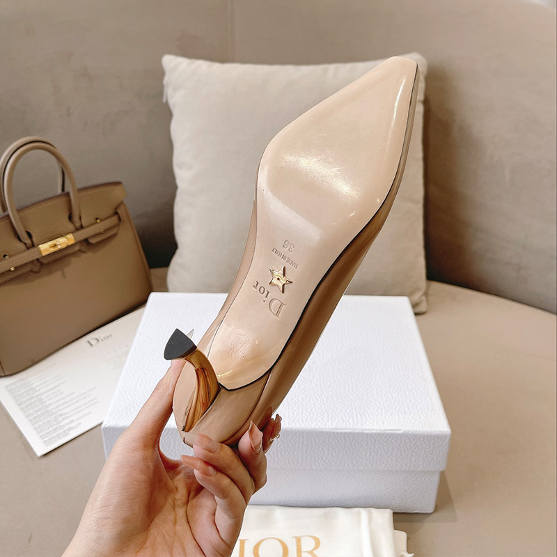 Dior D-Fame Pumps Women Patent Leather Apricot